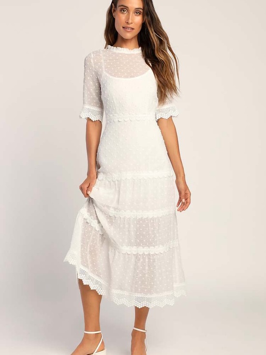 Lulus Dresses & Skirts - Lulu's “dreaming of you” Swiss Dot Midi Dress. * no underslip